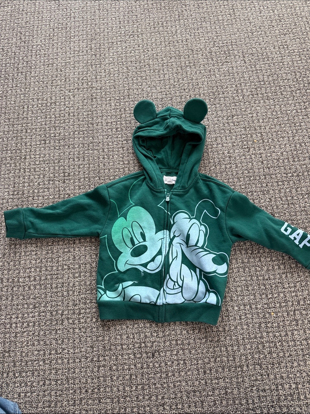 GAP Kids Dark Green Mickey & Pluto Ear Hoodie